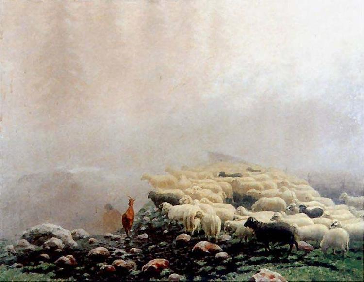 Stanislaw Witkiewicz Sheeps in the fog. oil painting picture